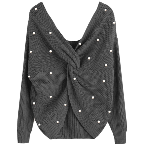 Estilo Tierra Sweaters - LAST ONE! Pearl Detail Twist Sweater